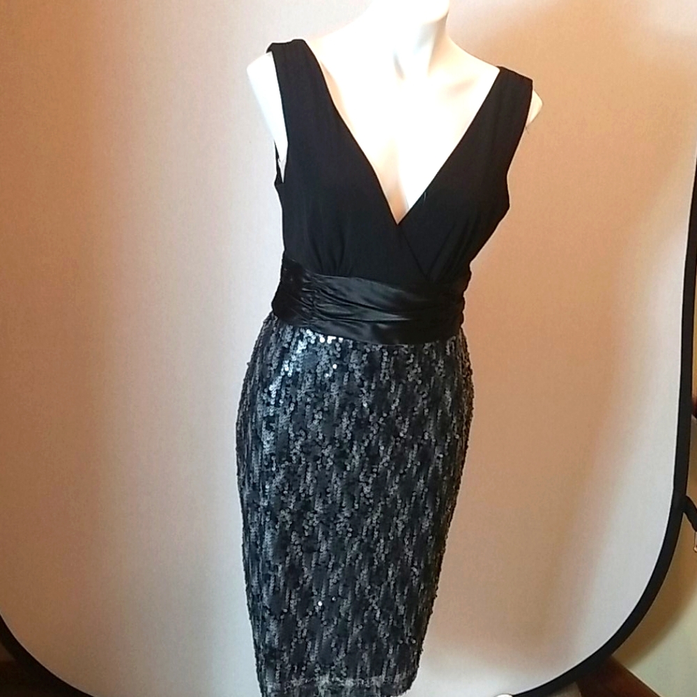 Collection dress barn Black glitter dress sz10